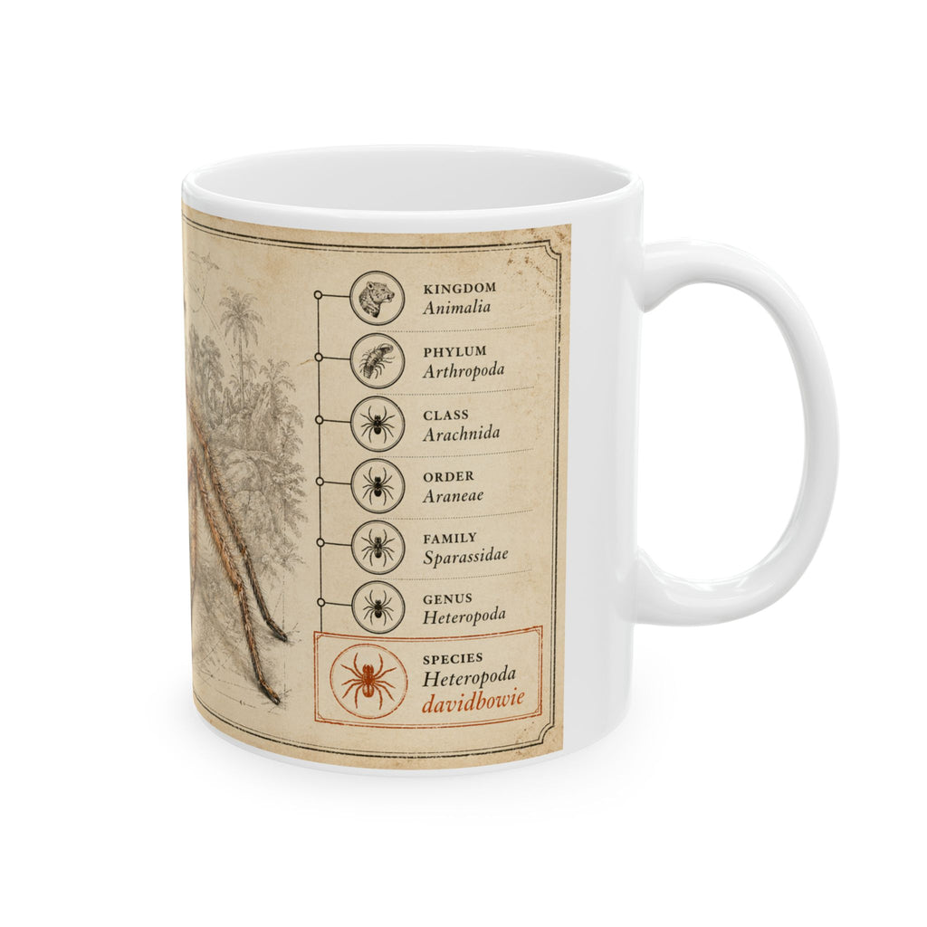 David Bowie's spider Illustration Ceramic Mug – Vintage Natural History David Bowie's spider (Heteropoda davidbowie) 11oz & 15oz