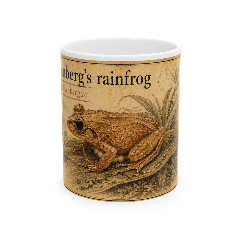 Greta Thunberg's rainfrog Illustration Ceramic Mug – Vintage Natural History Greta Thunberg's rainfrog (Pristimantis gretathunbergae) Art, 11oz & 15oz