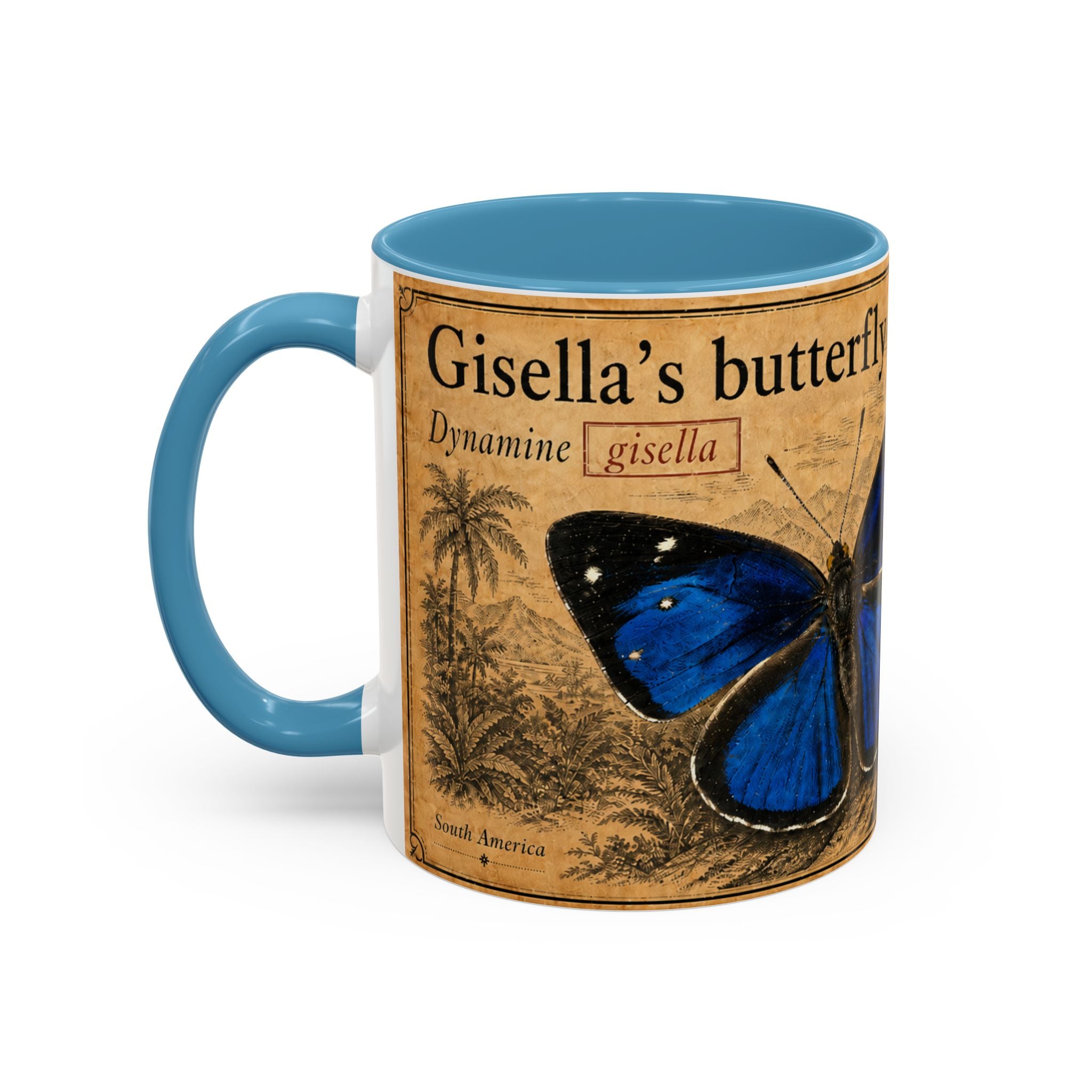 Gisella's Butterfly (Dynamine gisella) Coffee Mug — Vintage Blue Mug