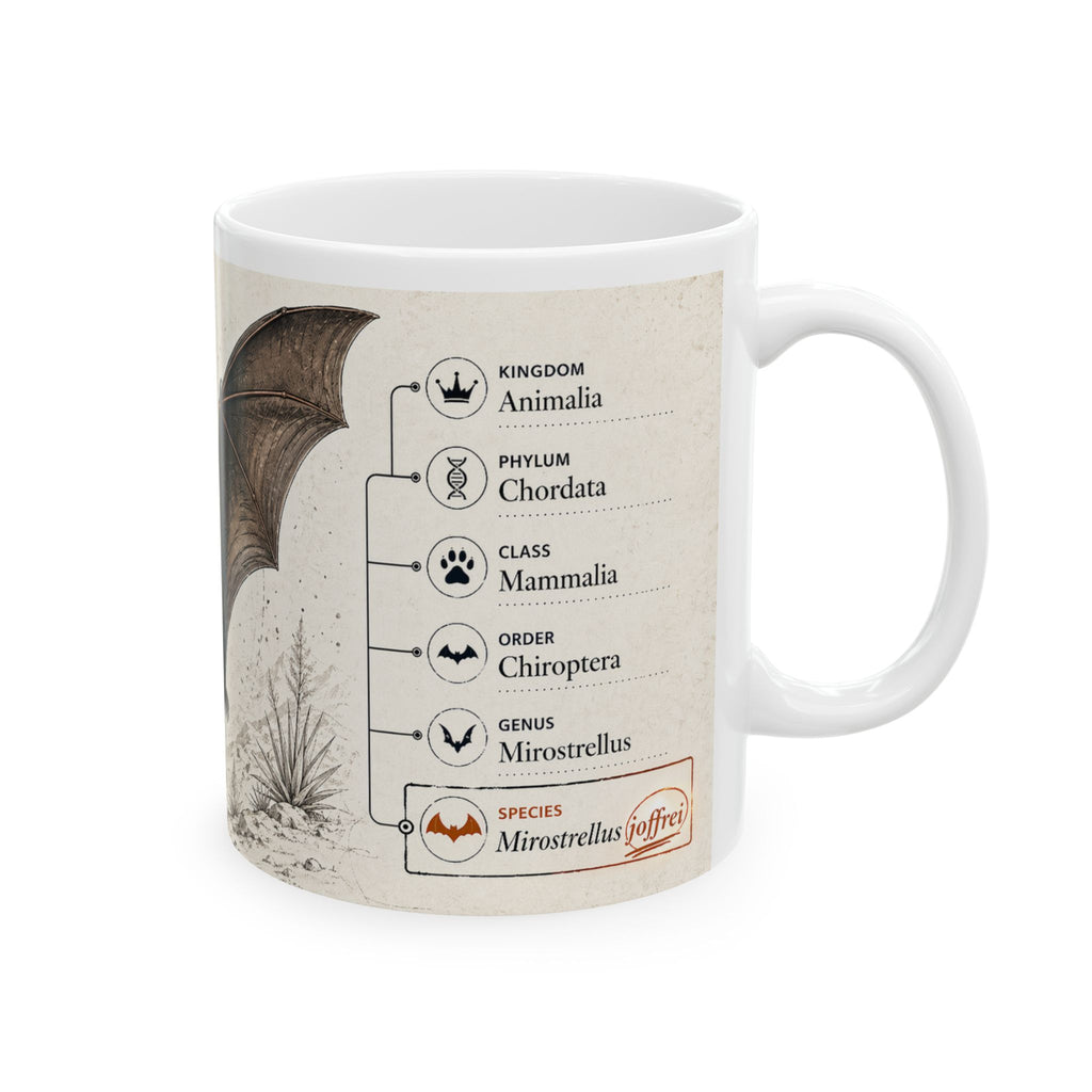 Bat Illustration Ceramic Mug – Vintage Natural History Joffre's Bat Art, 11oz & 15oz