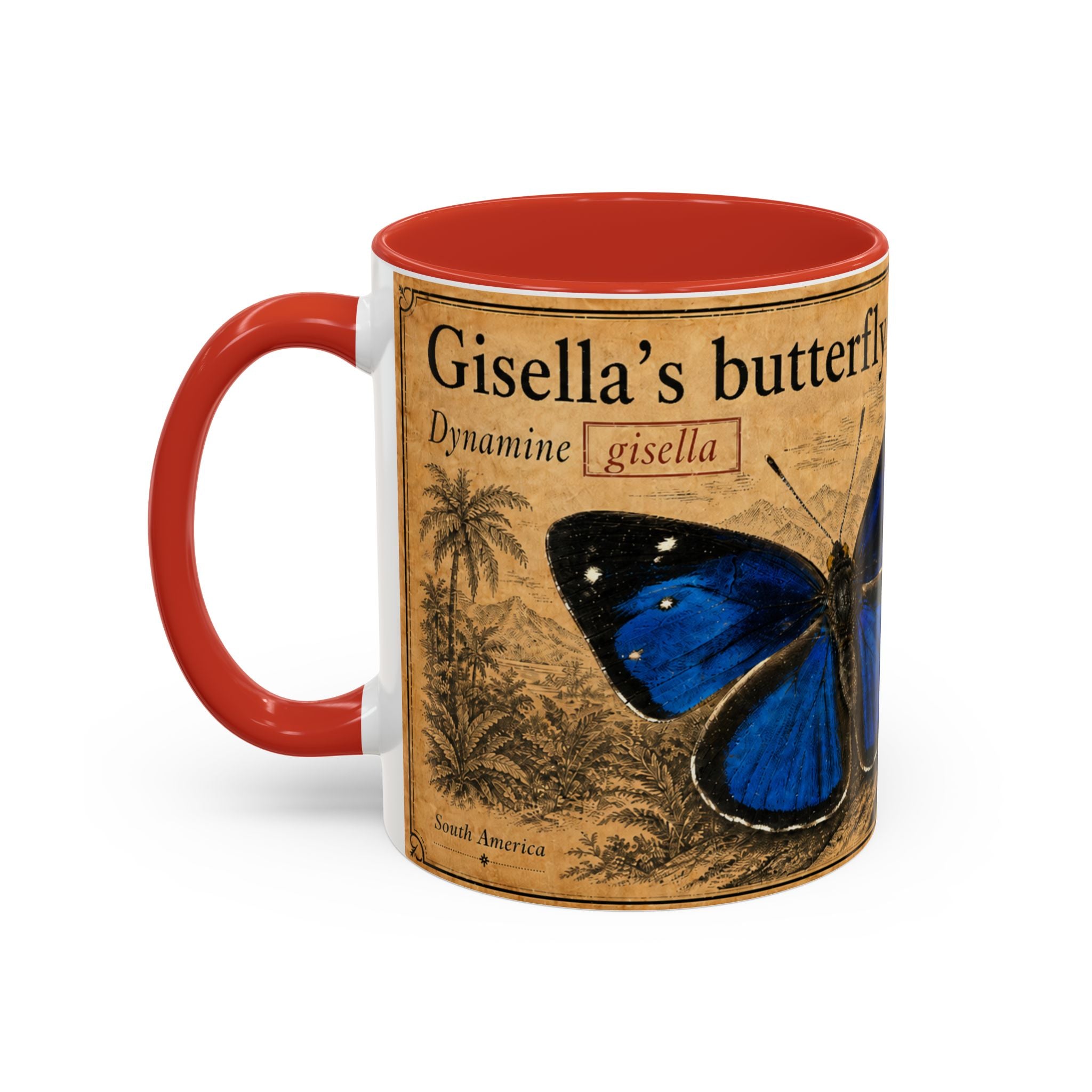 Gisella's Butterfly (Dynamine gisella) Coffee Mug — Vintage Blue Mug