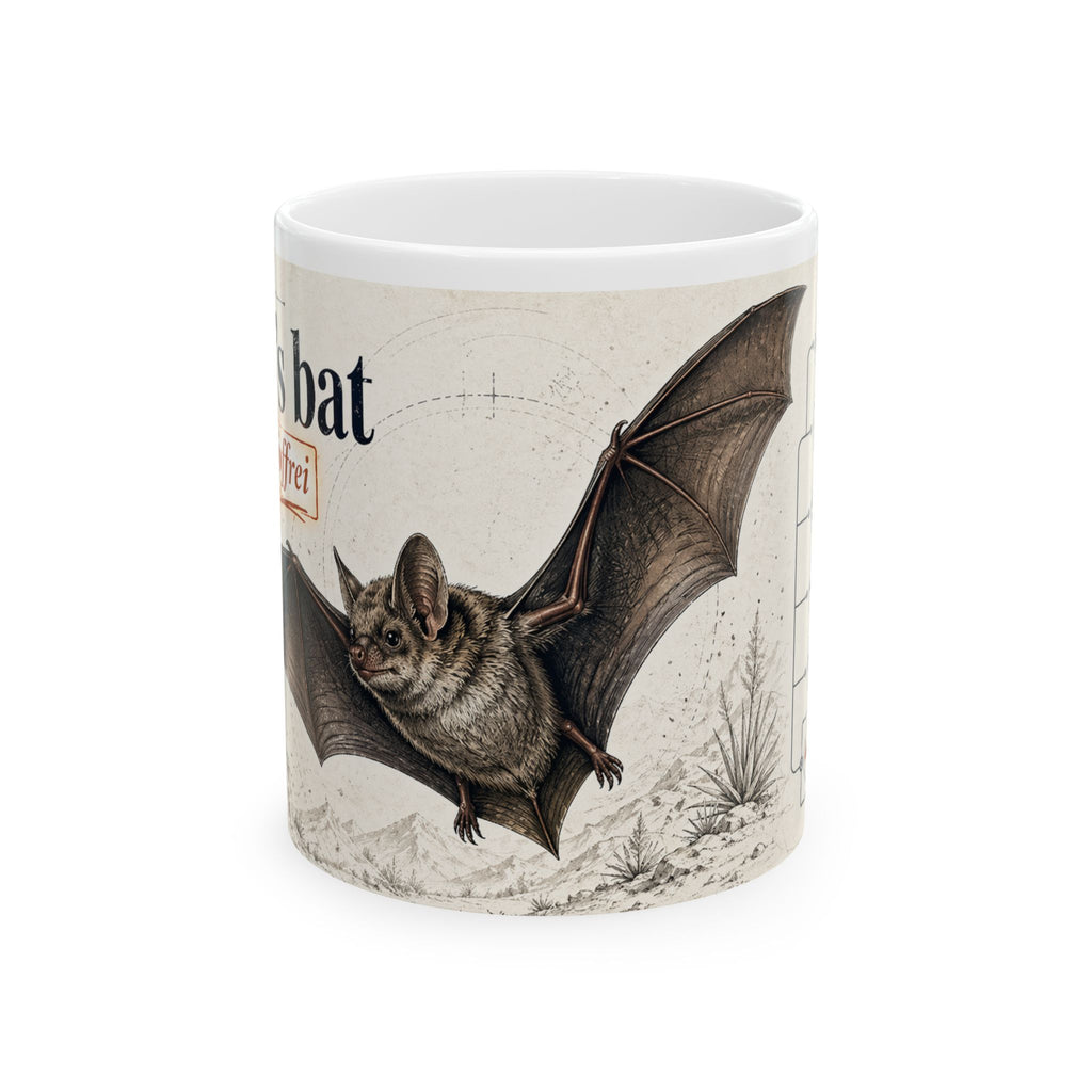 Bat Illustration Ceramic Mug – Vintage Natural History Joffre's Bat Art, 11oz & 15oz