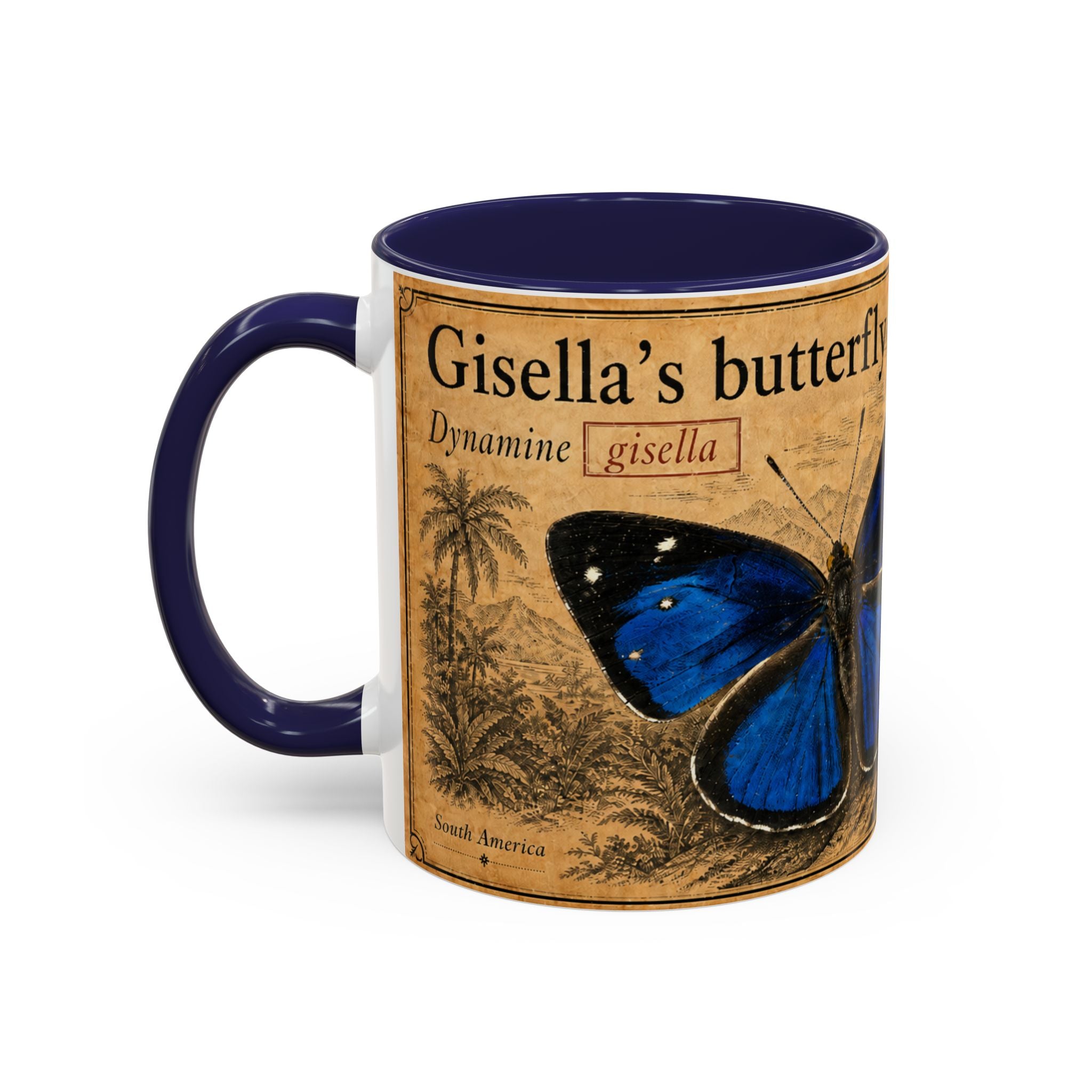 Gisella's Butterfly (Dynamine gisella) Coffee Mug — Vintage Blue Mug